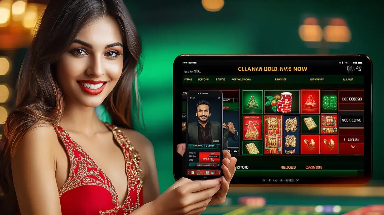A smiling woman shows the exciting game selection available on the TK666 online casino platform. Browse through our wide variety of games and start playing now.